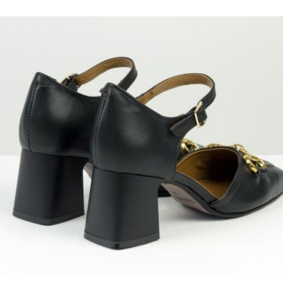 Leather black shoes on low heel, height quality, handmade by Ukranian designers - Picture 9 of 14